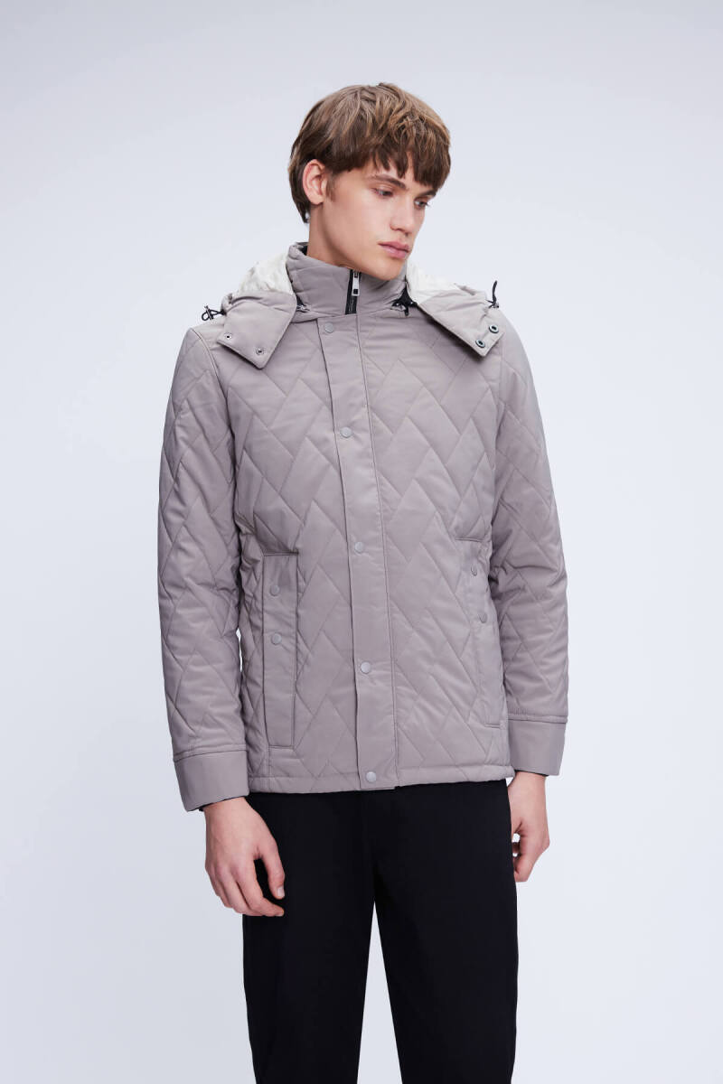 Vizon Regular Fit Hakim Yaka Kapitone Kapüşonlu Mont - Hatemoğlu