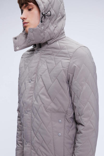 Vizon Regular Fit Hakim Yaka Kapitone Kapüşonlu Mont - 3