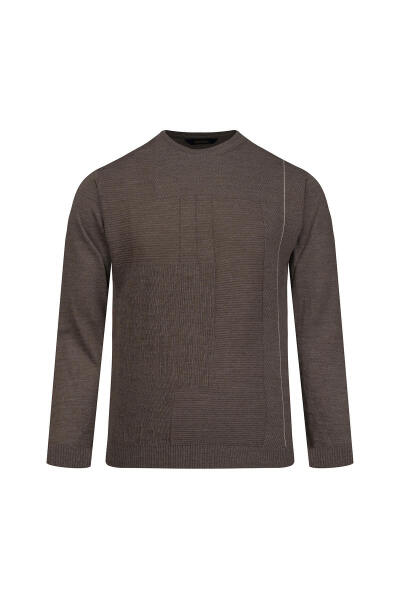 Vizon Regular Fit Jakarlı Bisiklet Yaka Yünlü Kazak 