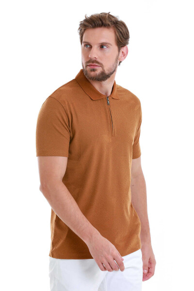 Vizon Regular Fit Jakarlı Polo Yaka Fermuarlı Tişört - 3