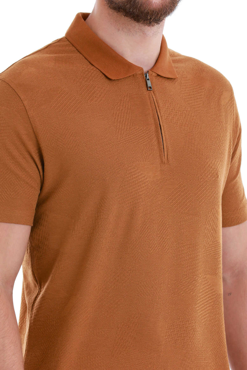 Vizon Regular Fit Jakarlı Polo Yaka Fermuarlı Tişört - Hatem Saykı (1)