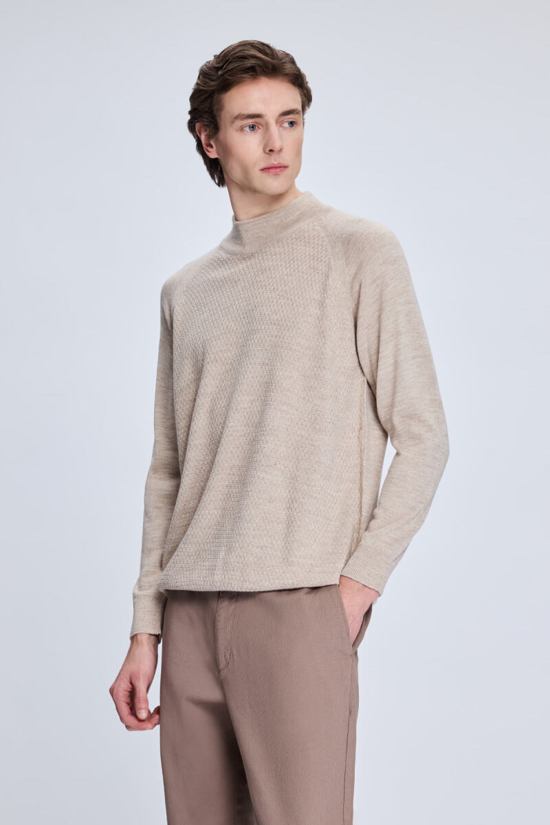 Vizon Regular Fit Jakarlı Yarım Balıkçı Yaka Yünlü Kazak - Hatemoğlu (1)