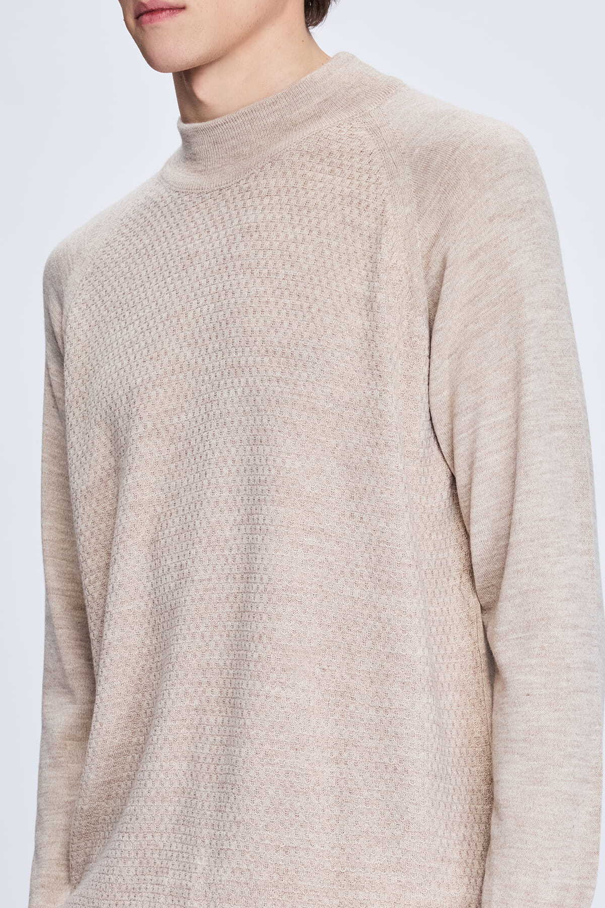 Vizon Regular Fit Jakarlı Yarım Balıkçı Yaka Yünlü Kazak - 4