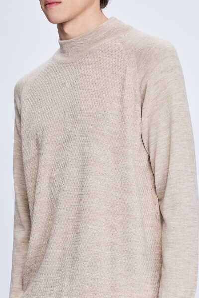 Vizon Regular Fit Jakarlı Yarım Balıkçı Yaka Yünlü Kazak - 4