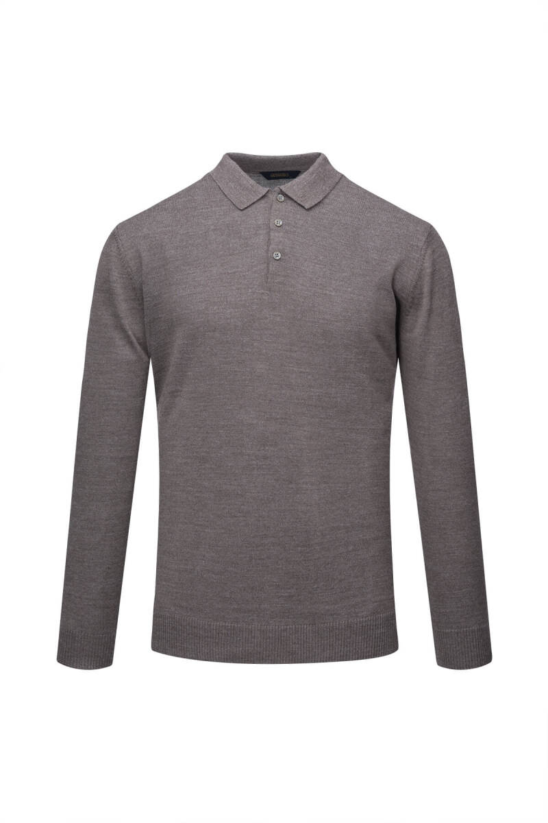 Vizon Regular Fit Polo Yaka Yünlü Kazak - Hatemoğlu