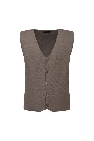 Vizon Regular Fit V Yaka Triko Yelek - 1