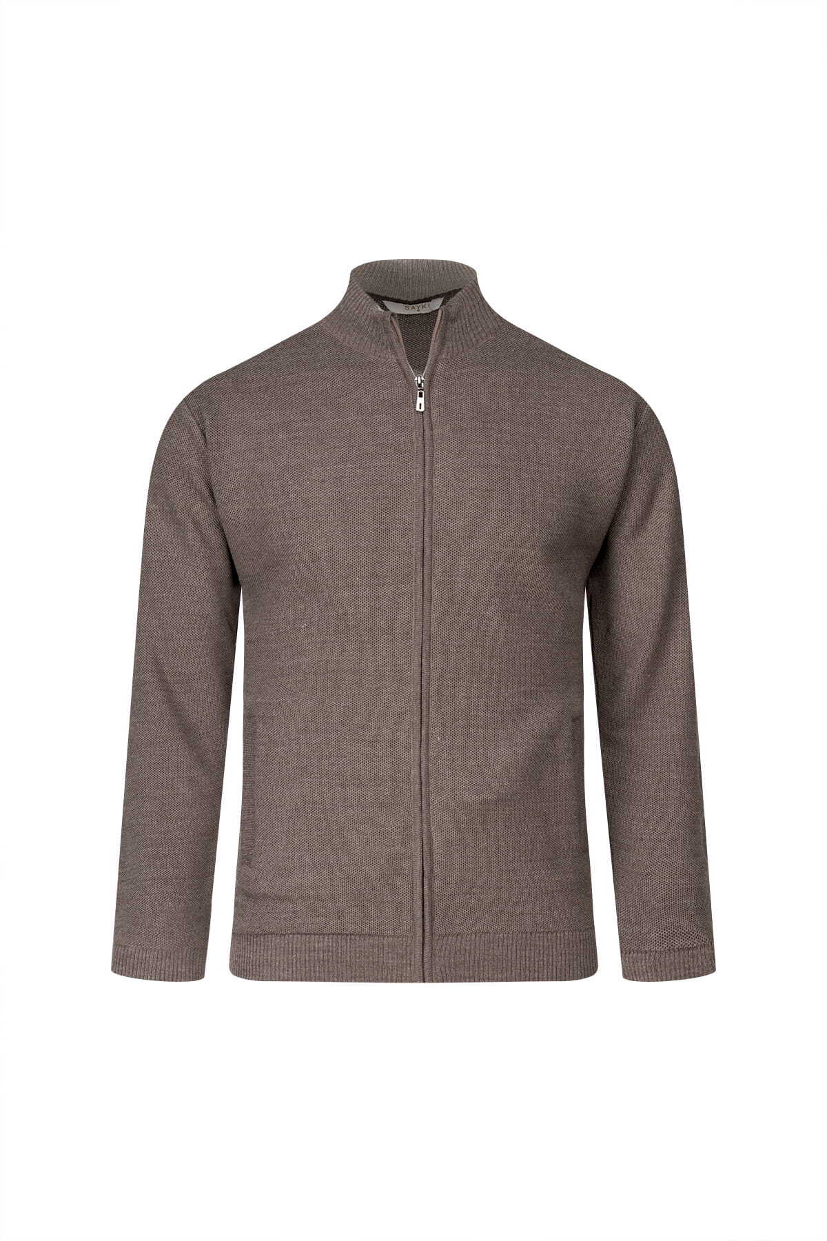 Vizon Regular Fit Yarım Balıkçı Yaka Cepli Yünlü Hırka - 1