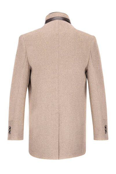 Vizon Slim Fit Ceket Yaka Yünlü Kaşe Palto - 2