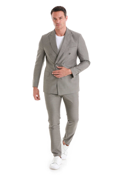 Vizon Slim Fit Kruvaze Klasik Takım Elbise - 1