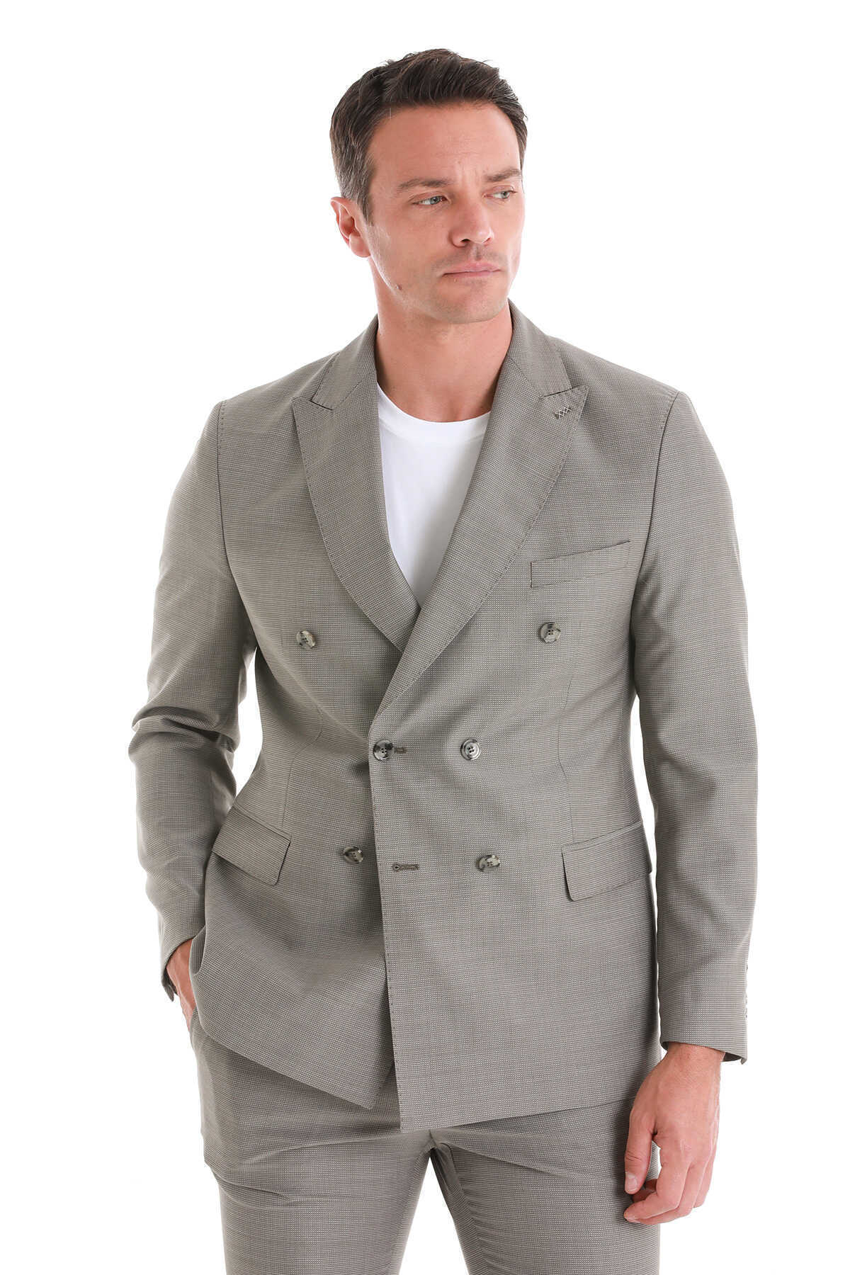 Vizon Slim Fit Kruvaze Klasik Takım Elbise - 4