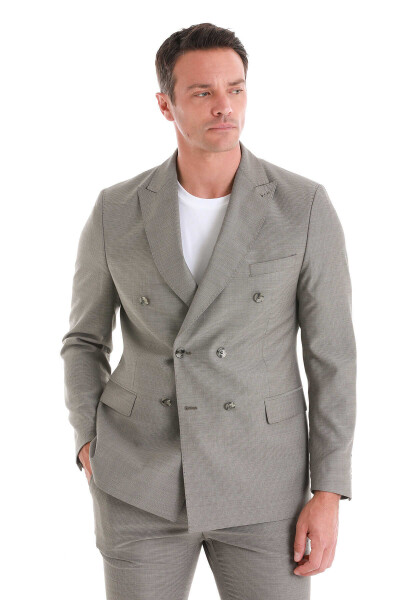 Vizon Slim Fit Kruvaze Klasik Takım Elbise - 4