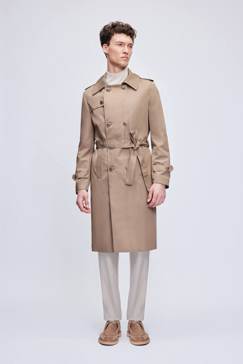 Vizon Slim Fit Bebe Yaka Basic Trençkot - Hatem Saykı (1)