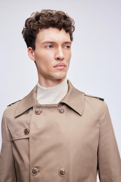 Vizon Slim Fit Bebe Yaka Basic Trençkot - 6