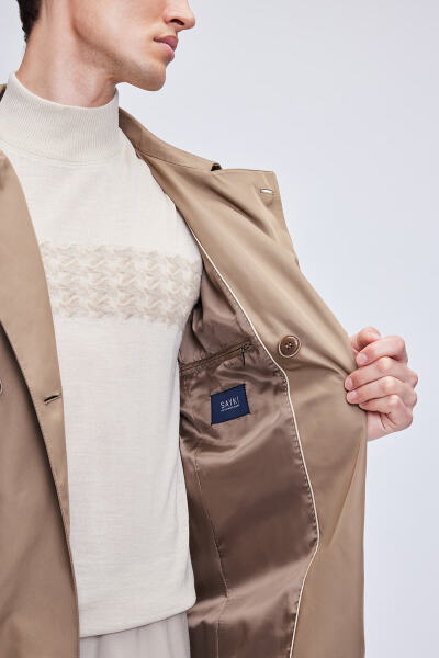 Vizon Slim Fit Bebe Yaka Basic Trençkot - 8