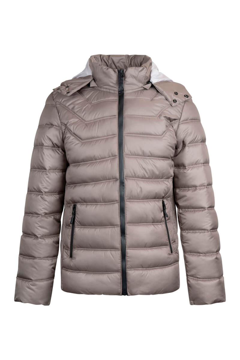 Vizon Slim Fit Hakim Yaka Kapüşonlu Şişme Mont - HTML