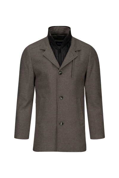 Vizon Slim Fit Hakim Yaka Yünlü Kaşe Palto - 1