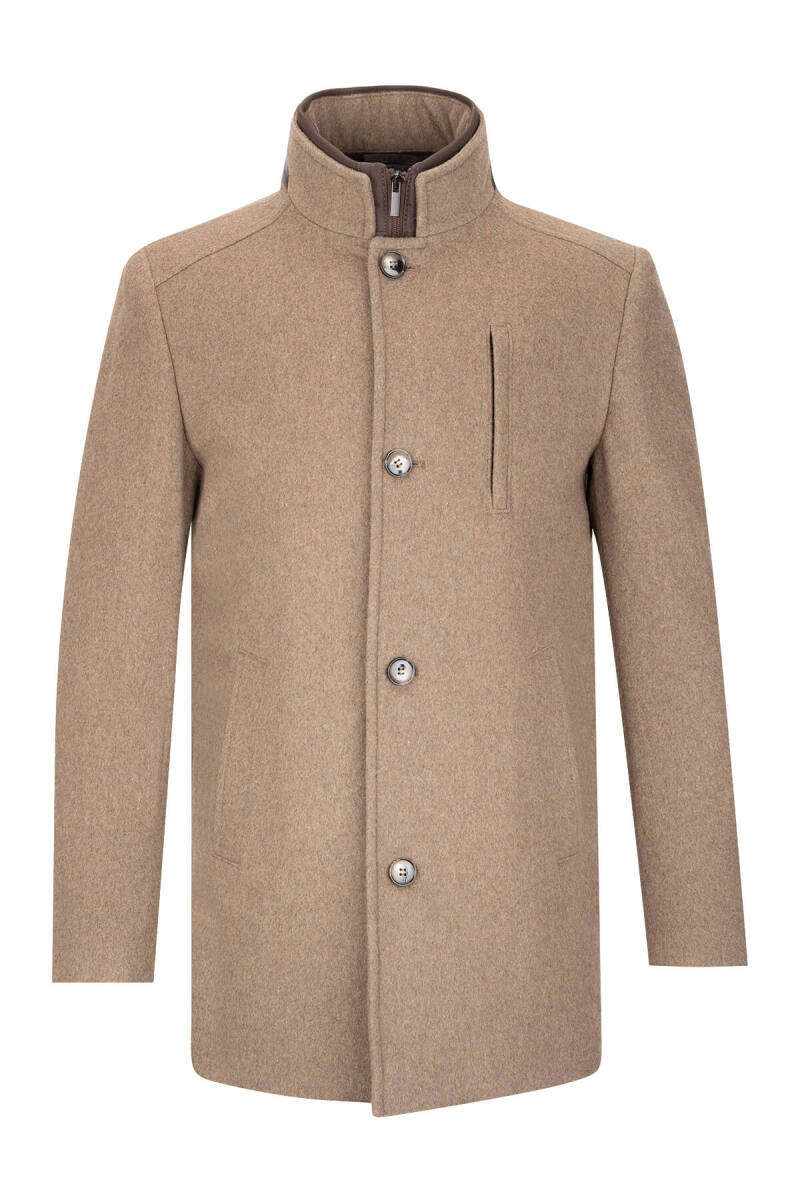 Vizon Slim Fit Hakim Yaka Yünlü Kaşe Palto - Saykı