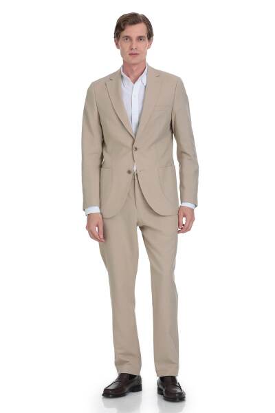 Vizon Slim Fit Mono Yaka Keten Takım Elbise 