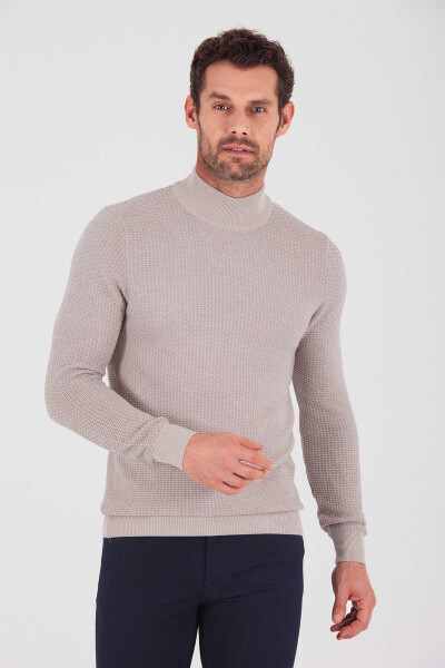 Pembe Yarım Balıkçı Yaka Triko Kazak - 3