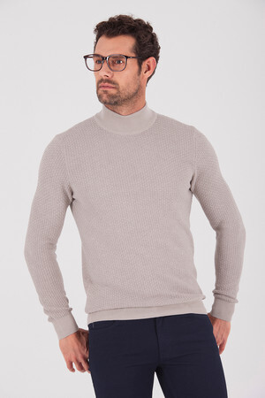 Pembe Yarım Balıkçı Yaka Triko Kazak - 5