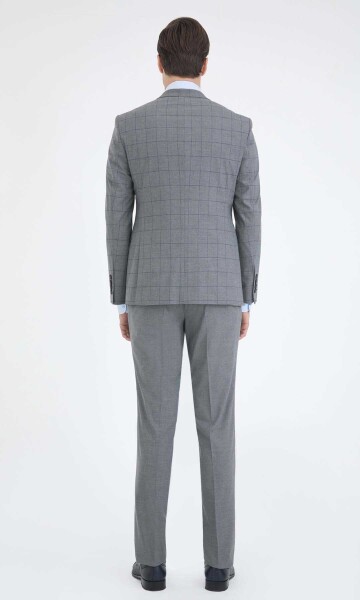 Yelekli Slim Fit Gri Takım Elbise - 3