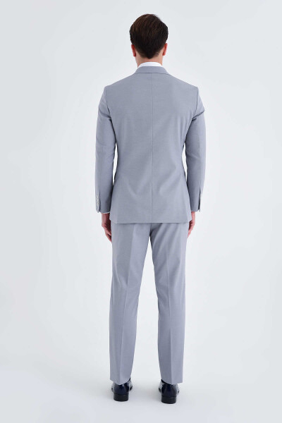 Yelekli Slim Fit Gri Takım Elbise - 5