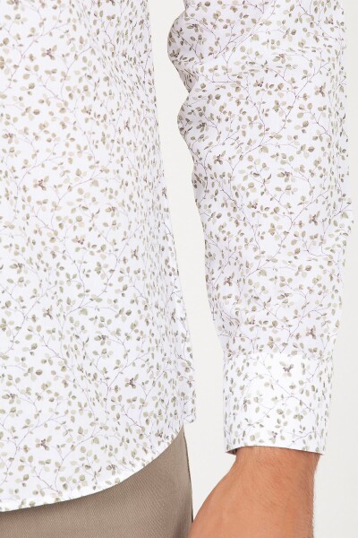 Yeşil Slim Fit Baskılı 100% Pamuk Uzun Kol Spor Gömlek - 5