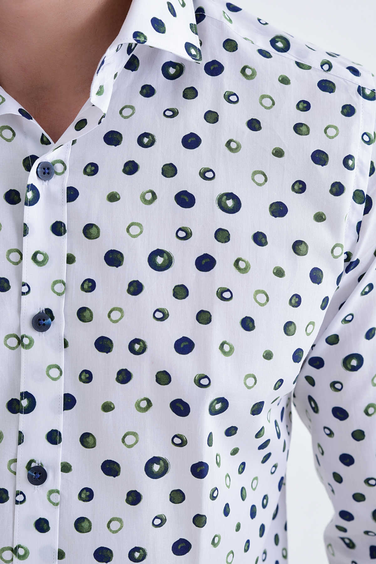 Yeşil1 Baskılı Slim Fit Gömlek - 4