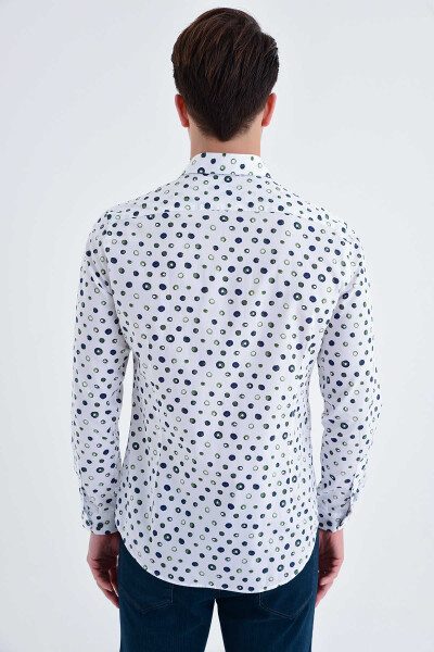 Yeşil1 Baskılı Slim Fit Gömlek - 3