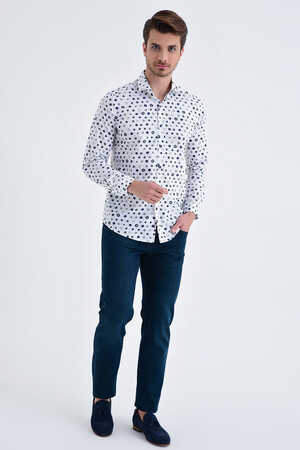 Yeşil1 Baskılı Slim Fit Gömlek - 5