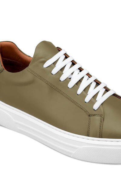 Yeşil Bağcıklı %100 Hakiki Deri Casual Ayakkabı - 4