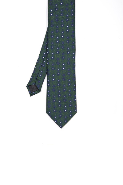 Yeşil Desenli Klasik Micro Kravat - 3