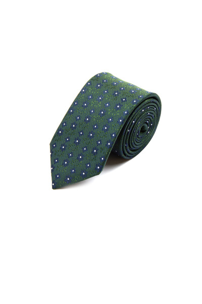 Yeşil Desenli Klasik Micro Kravat - 2