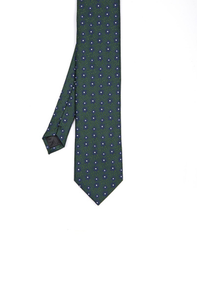 Yeşil Desenli Klasik Micro Kravat - 4