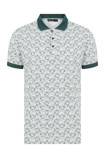 Yeşil Regular Fit Baskılı 100% Pamuk Polo Yaka Tişört - 7