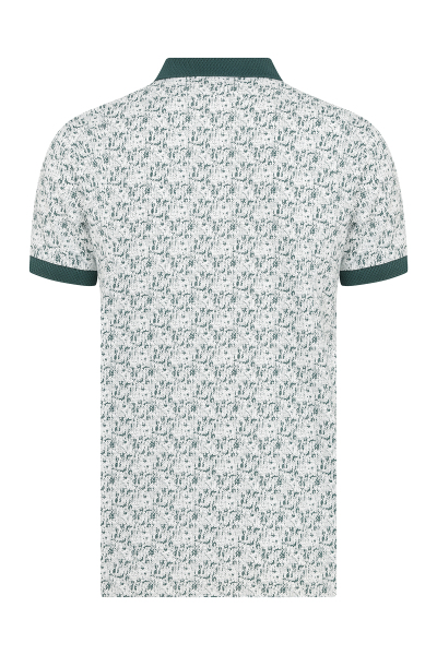 Yeşil Regular Fit Baskılı 100% Pamuk Polo Yaka Tişört - 8