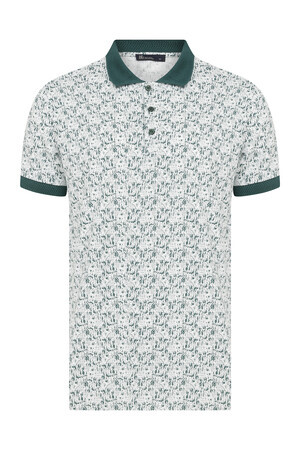 Yeşil Regular Fit Baskılı 100% Pamuk Polo Yaka Tişört - 10