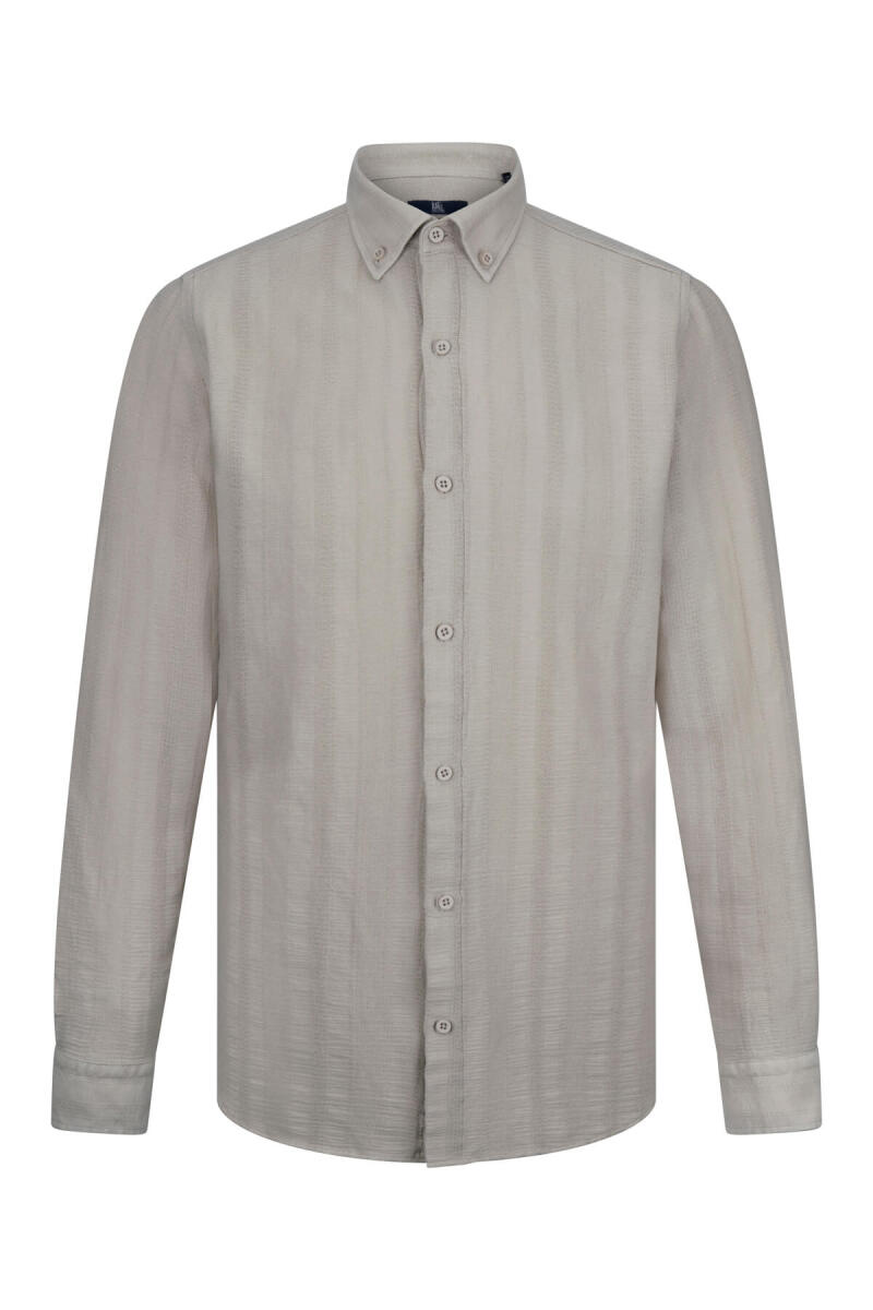 Yeşil Comfort Fit Düğmeli Yaka Uzun Kollu Pamuklu Gömlek - HTML