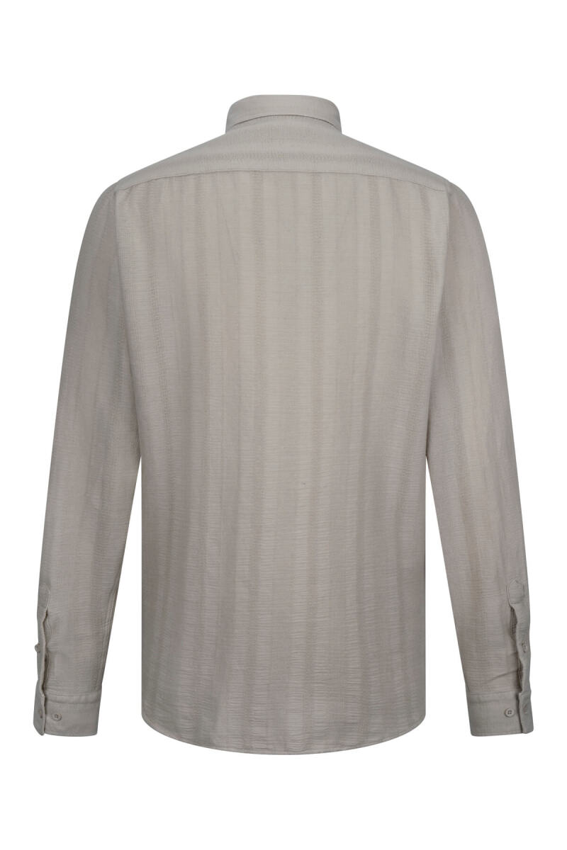 Yeşil Comfort Fit Düğmeli Yaka Uzun Kollu Pamuklu Gömlek - HTML (1)