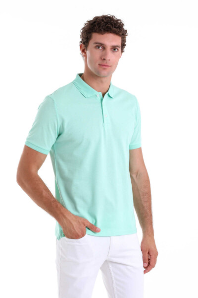 Yeşil Comfort Fit 100% Pamuk Polo Yaka Tişört 