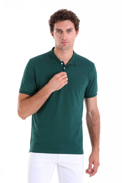Yeşil Comfort Fit 100% Pamuk Polo Yaka Tişört 