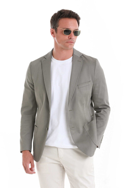 Yeşil Comfort Fit Mono Yaka Klasik Ceket - 5