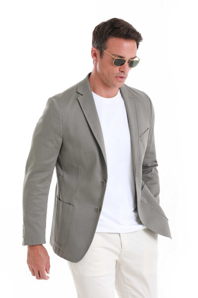 Yeşil Comfort Fit Mono Yaka Klasik Ceket - 6