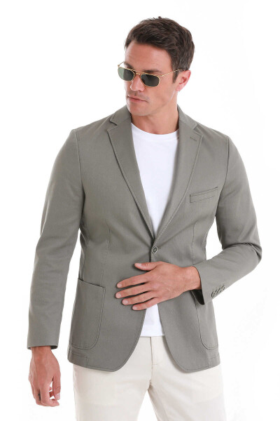 Yeşil Comfort Fit Mono Yaka Klasik Ceket - 7