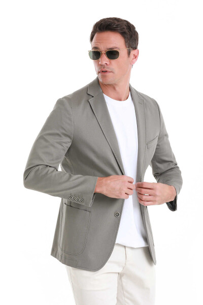 Yeşil Comfort Fit Mono Yaka Klasik Ceket - 8