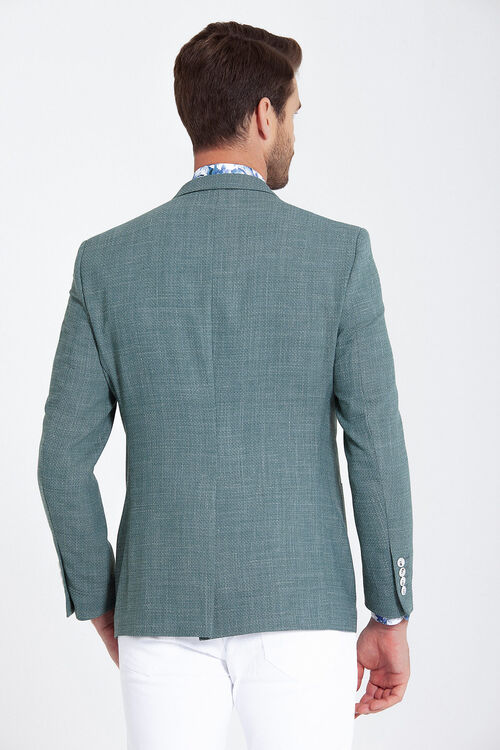Yeşil Desenli Slim Fit Ceket