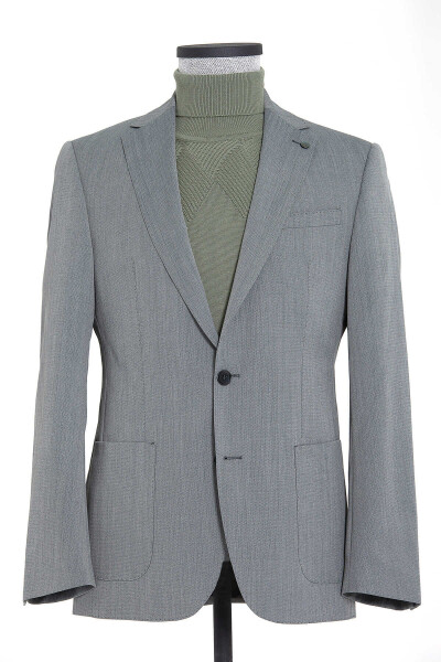 Yeşil Desenli Slim Fit Ceket - 2