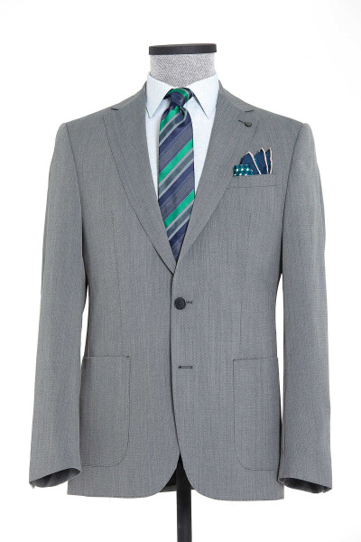 Yeşil Desenli Slim Fit Ceket - 1