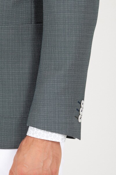 Yeşil Slim Fit Desenli Ceket - 6