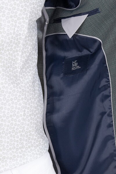 Yeşil Slim Fit Desenli Ceket - 7